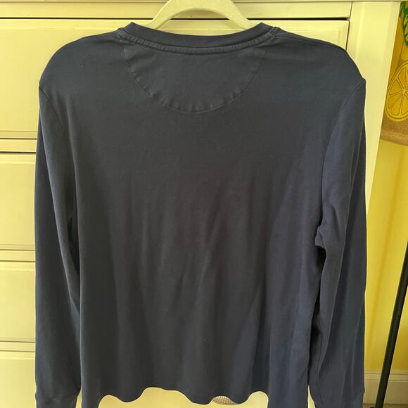 LL Bean Women's Navy Blue 1/4 Button Henley Long Sleeve Shirt Size XL - Picture 2 of 6